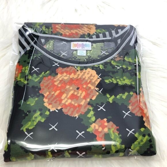 LuLaRoe Randy Plus Size 2X Orange Tan Green Roses - Picture 5 of 15